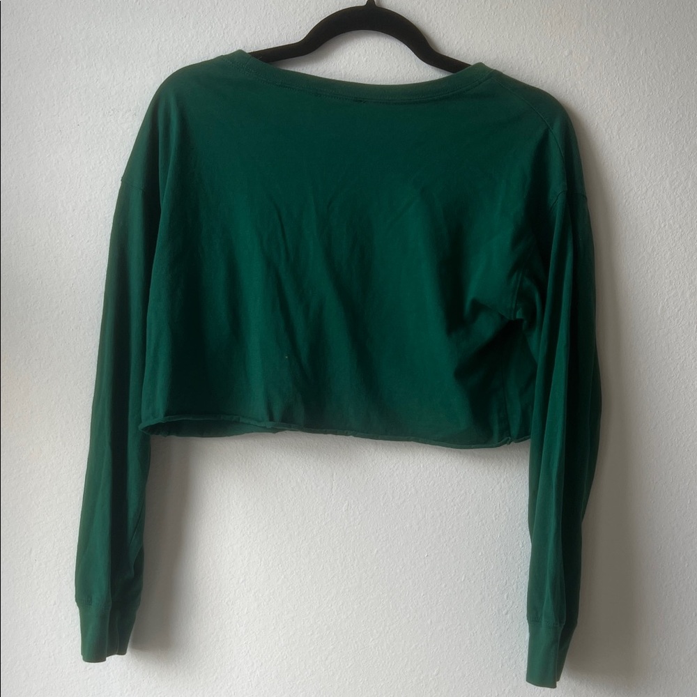 Forever 21 Forest Green Long Sleeve Crop Top - Picture 3 of 4